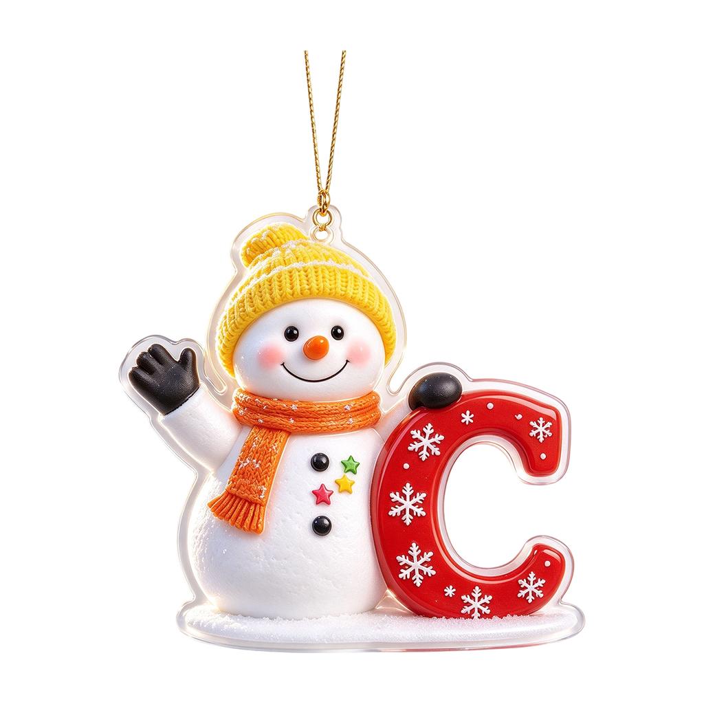 Christmas Snowman Letter 2D Acrylic Hanging Ornament for Holiday Tree Decor