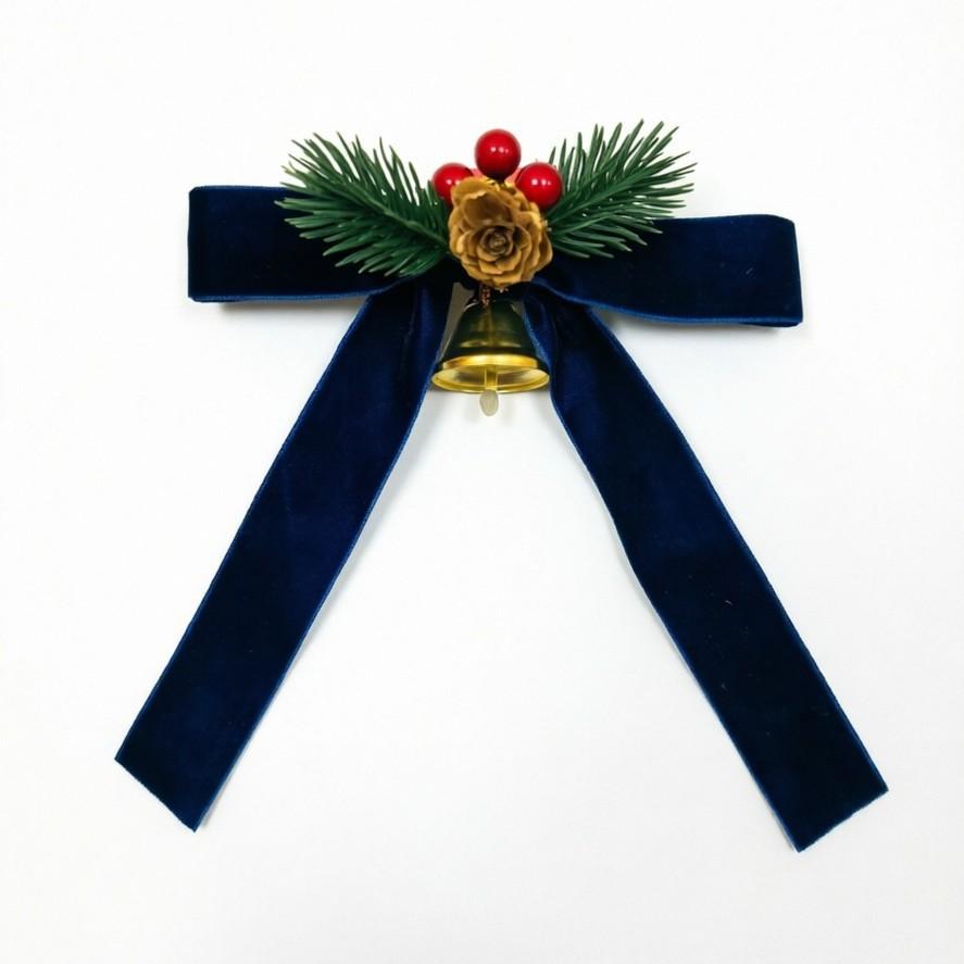 Christmas Velvet Bow & Bell Hanging Ornaments Door Decor