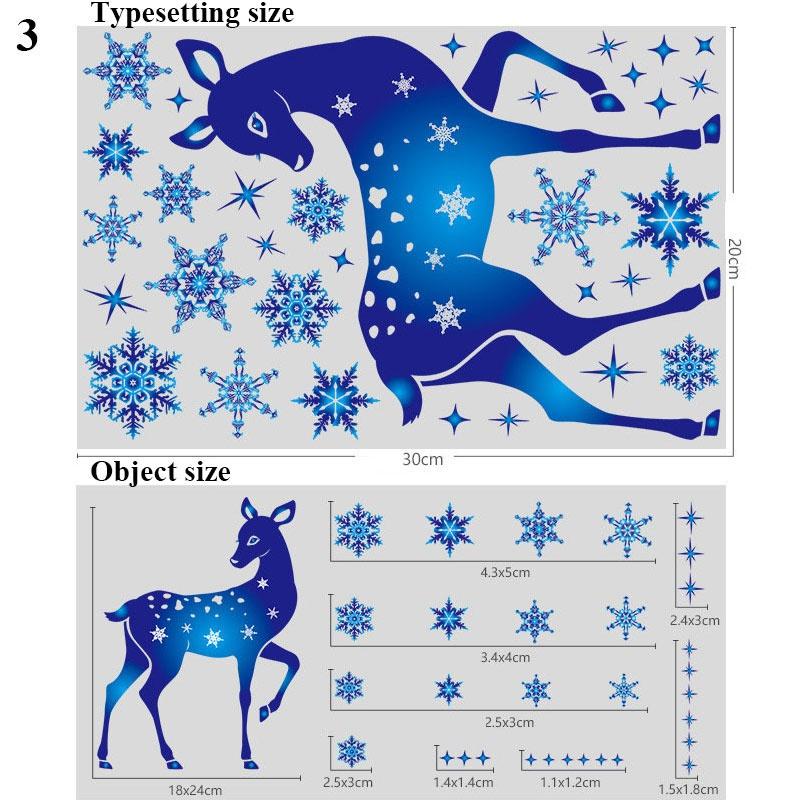 1 Pcs Christmas Window Glass Sticker Elk Snowflake Wall Stickers Xmas Decorations For Home Kids Room Christmas Decals New Year