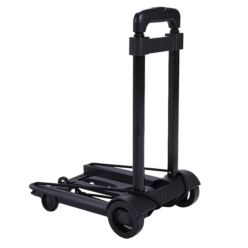 2 Rounds Folding Hand Truck Black Small Lightweight Cart Portable Telescopic Dolly Backpack Luggage Travel Moving Shopping Cart