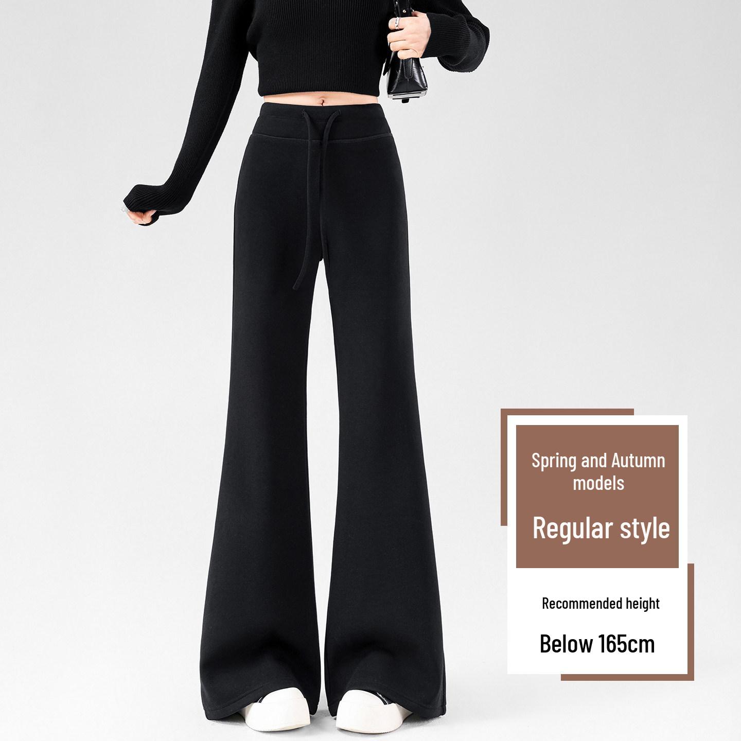 Women s 2026 Spring Warm Wool Wide-Leg Flared Pants with Plus Velvet Lining M