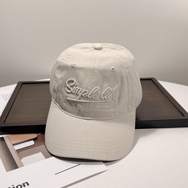 Retro three-dimensional letter embroidered baseball cap for women, street versatile, showing face, small soft top, blue cap for men