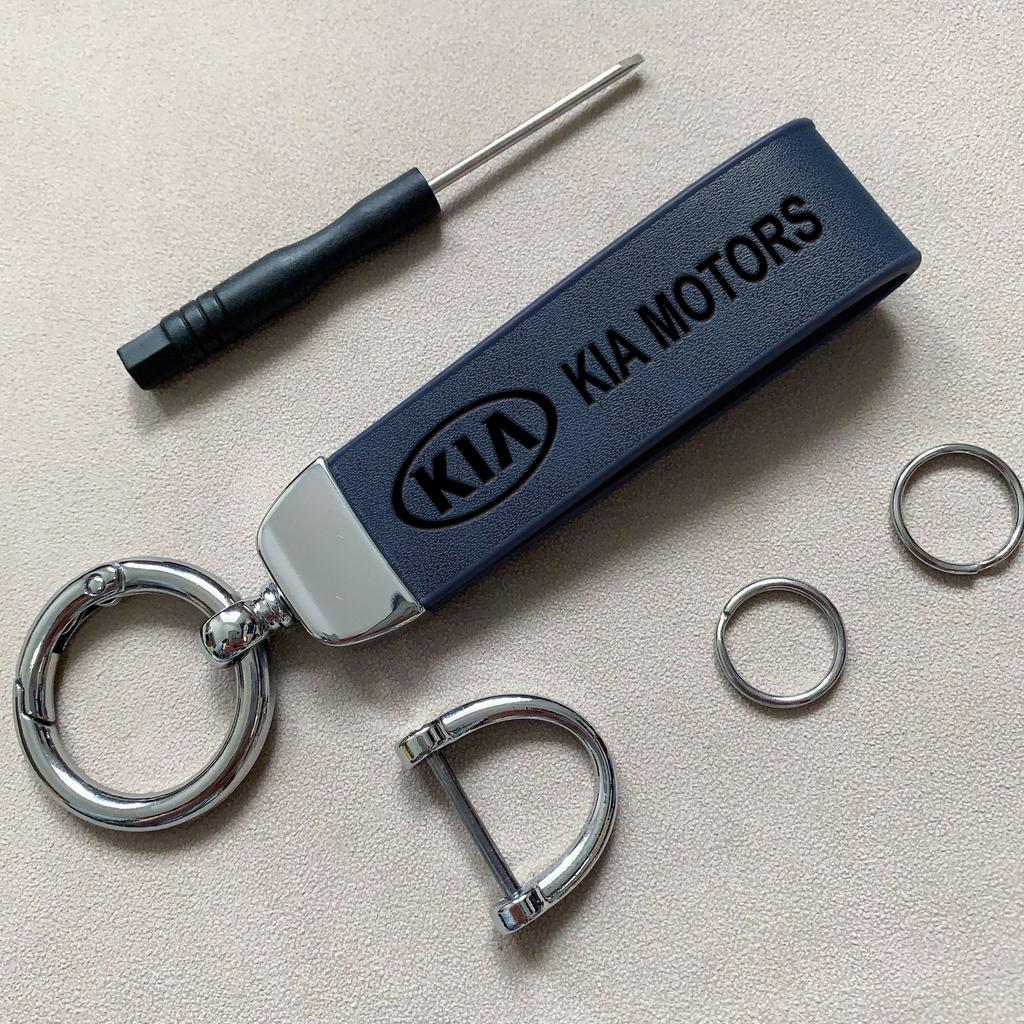 Car Key Rings Leather Auto Logo Keychain Accessories For KIA EV6 Stinger RIO Sorento Picanto Ceed Borrego Syros K4 K5 Sonet ulsap11