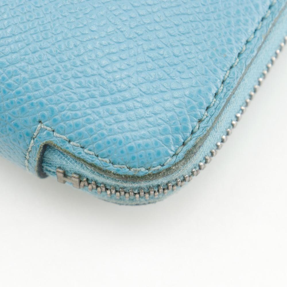 HERMES Azap Silk in Long Purse Blue Dunol light blue Epsom Women Used