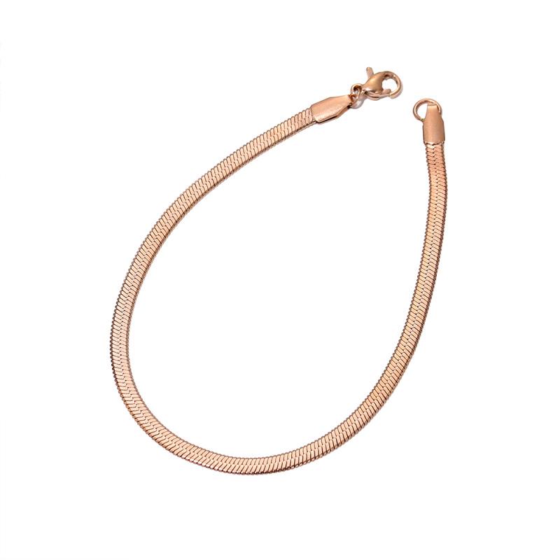 Bracelet de cheville chaîne serpent plate en acier inoxydable plaqué or - Options 3MM et 4MM disponibles pour les dames tendance