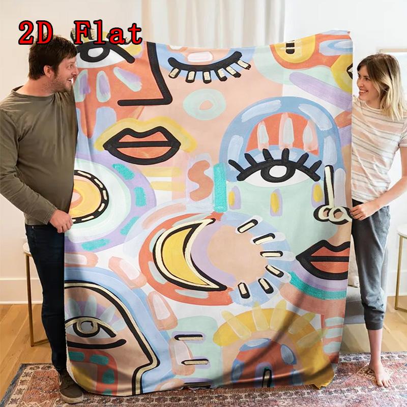 Abstract Art 2D Flat Pattern Flannel Blanket High Quality All Seasons Warmth and Comfort Perfect for Christmas Gifts.MMT0918154