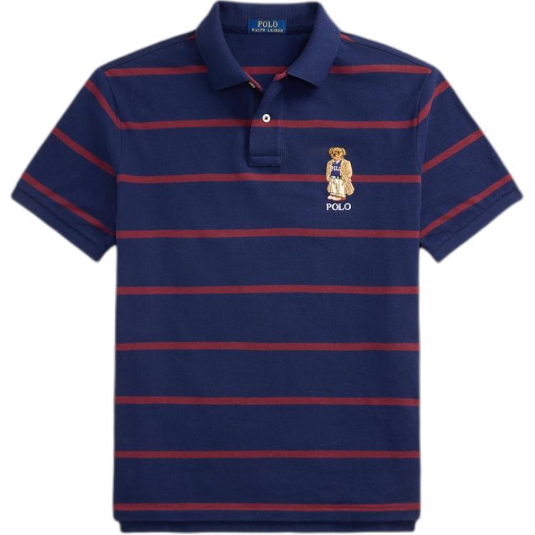 

Polo Ralph Lauren Custom Slim Fit Поло с коротким рукавом с вышивкой медведя, в полоску, с цветными блоками, мужские топы MNPOKNI1N823593-410 XL