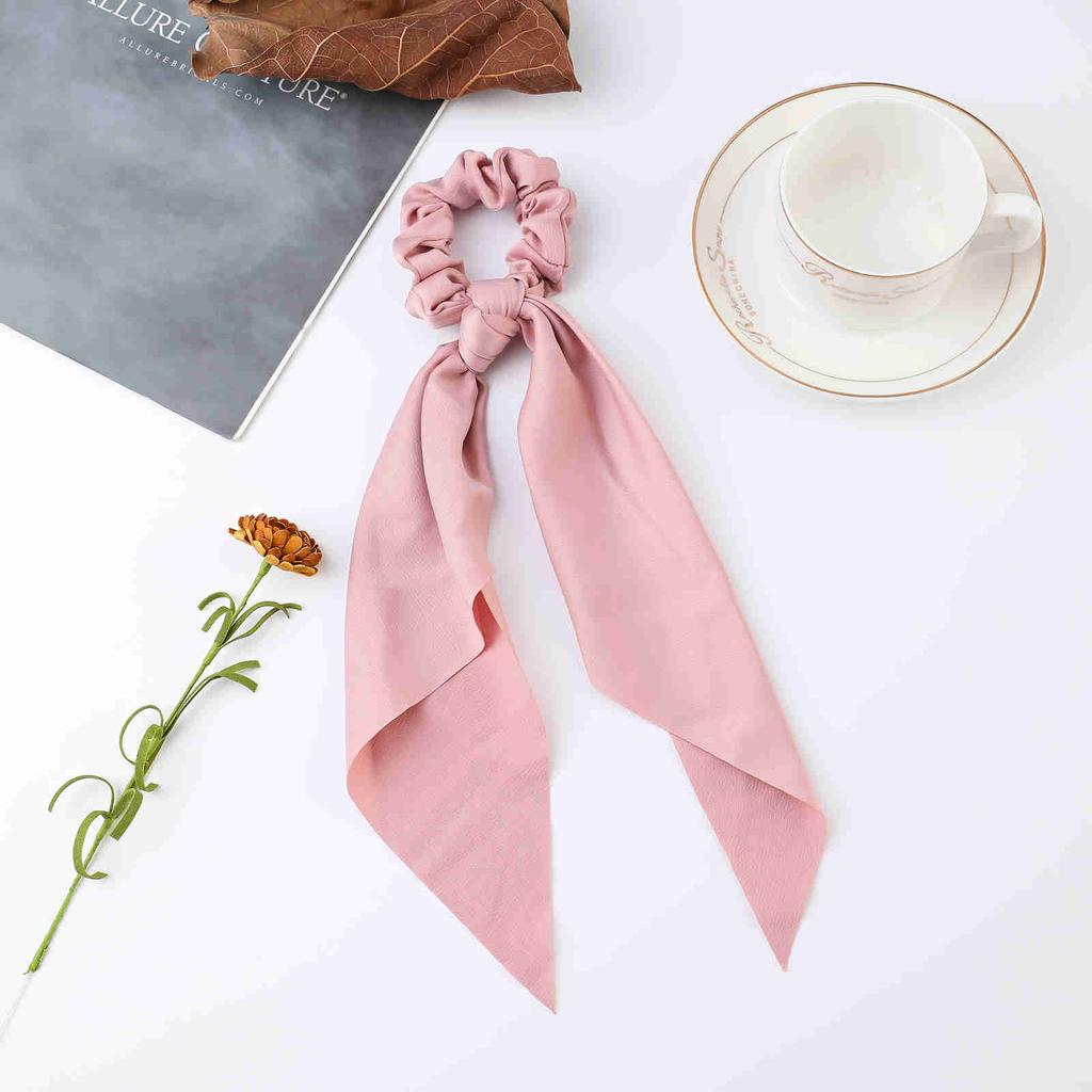 Fashion Print Chiffon Long Ribbon Scrunchies Women Girls Ponytail Scarf Elastic Hair Bands Ties Hair Accessories
