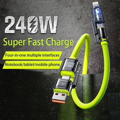 4-in-1 Kirsite Cable 240W Super Fast Charging Multiple Functions for iPhone8-16 ProMax iPad Notebook Tablet Mobile Phone Samsung