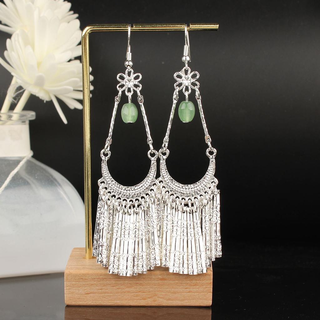 Turquoise Earrings Bohemian Drop Ear Earrings with Tassels, Geometric Alloy, Retro Style, Boastful Ear Accessories