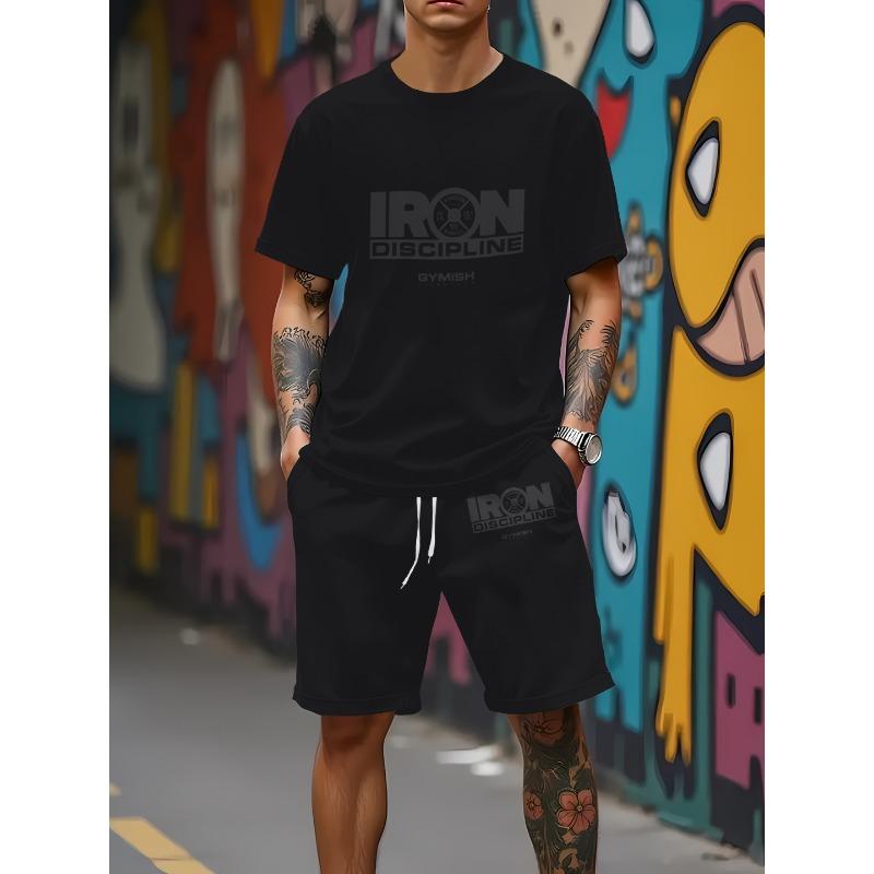 2026 Summer Men s Suit with Letter Print Breathable Lightweight Casual Sports Outdoor Men s Clothing S