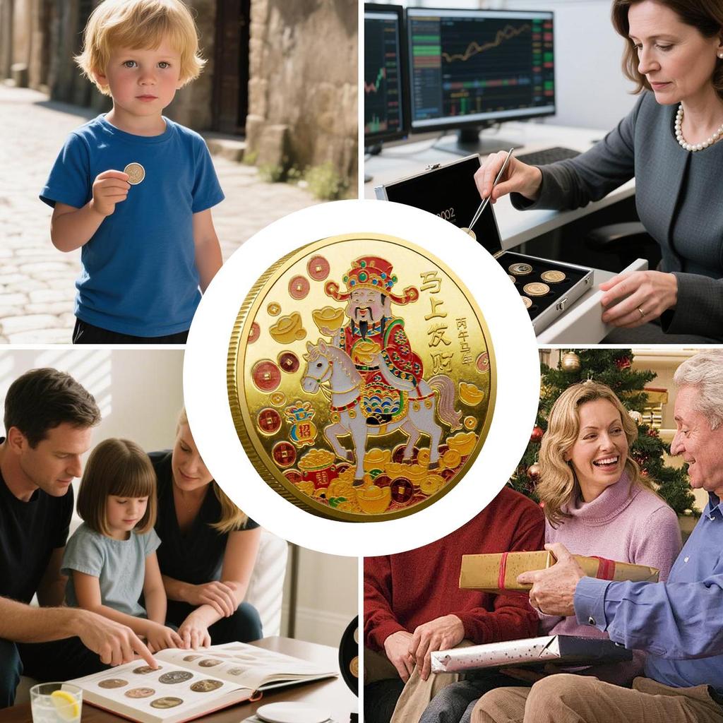 Glückspferd Sammlermünze Gedenkmünze Souvenir für Münzsammler Reise Glücksbringer Chinesisches Neujahrsfest Geschenk Partygeschenk