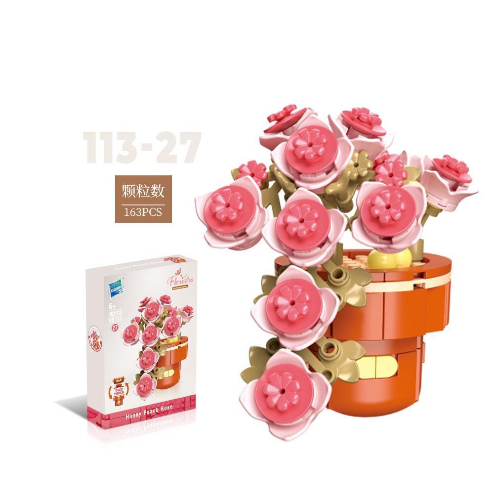 Flower Potted Plant Succulents Building Blocks Ornaments Models Home Decoration Flower Bouquet MOC Bricks Assembly Toy Kids Gift