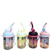 Summer Portable Double Drink Plastic Cup With Straw And Tea Infuser For Office And School Use