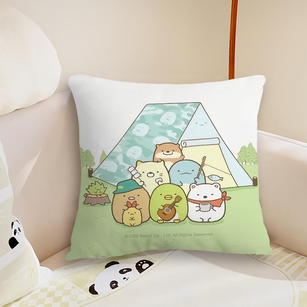 Kawaii SSumikko Gurashis Cushion Cover Pillow Case Plush Fabric Soft Double Sided Print Sofa Cushion Cover Throw Pillow Covers