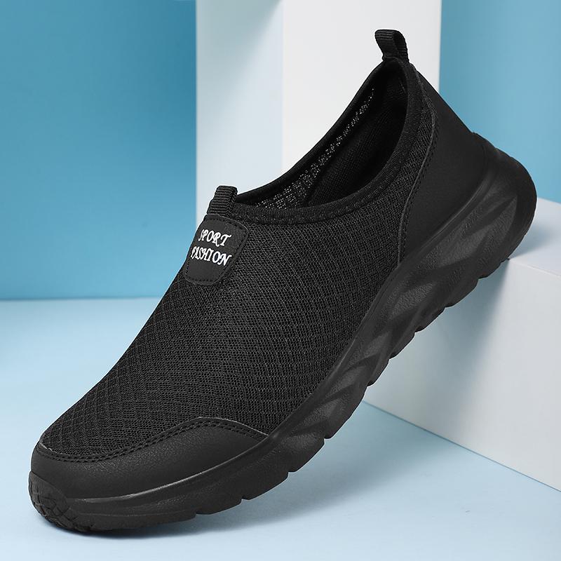 Men's Summer Mesh Casual Sneaker Flat Bottomed Comfortable Jogging Lightweight Lazy Soft Soled Breathable Vulcanized Shoes