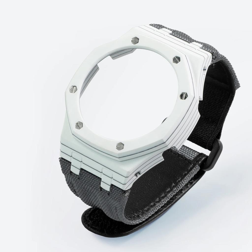GA-2100 Carbon Fiber Case & Nylon Strap Set for Casio GA2100/2110/B2100/GM2100/GBM2100-Shock Resistant Watch Mod Kit Accessories