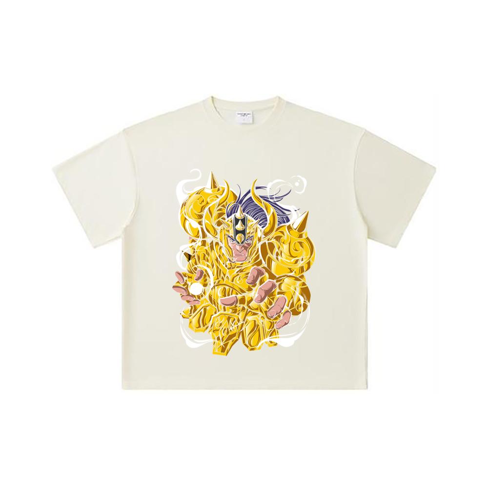 

Хлопковая футболка унисекс плотностью 260 г/м², двойная пряжа, 32 нити, 100% хлопок, с принтом Saint Seiya V20 Телец S абрикосовый