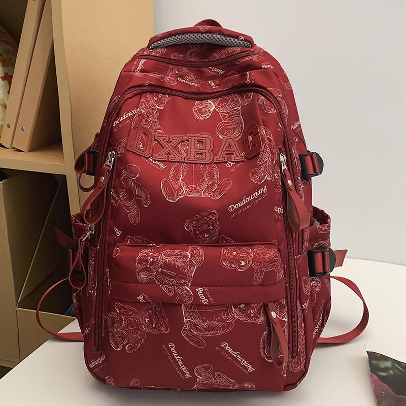 College Students  Girls  High School Students  Burgundy Large Capacity Male Backpack  Junior High School Students  Backpack
