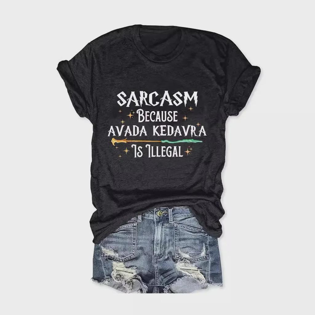 European & American Summer Women's Letter Print T-Shirt - Short Sleeve, Round Neck, Casual Fashion