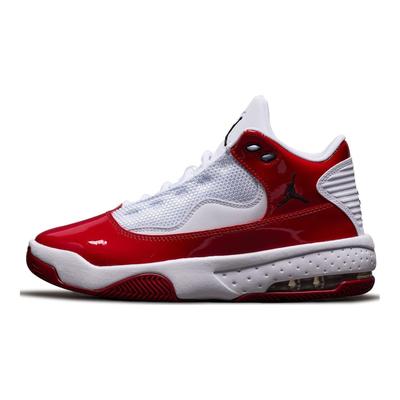 Max Aura 2 Leather Lace-Up Casual Non-Slip Durable Mid-Top Kids Basketball Shoes Kids Sneaker White Red DC1767-100