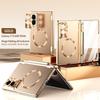 Premium Electroplated Magnetic Charging Case Galaxy Z Fold8 Ultra Dual Hinge Shockproof PC Cover In Gold Blue