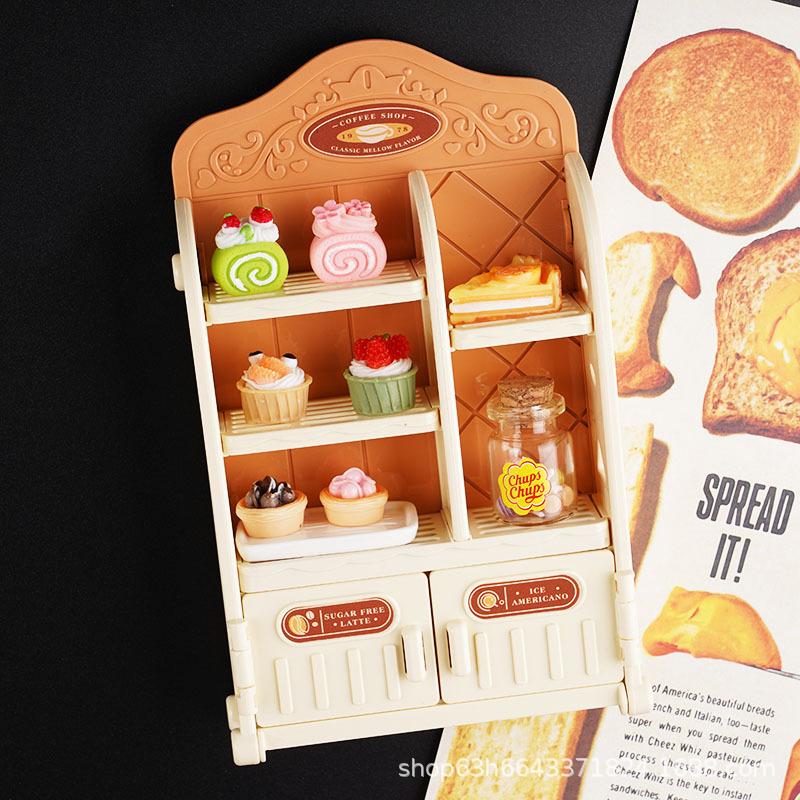 Play House Toy Simulation Dining Rack Refrigerator Sticker Mini Supermarket Doll House Miniature Scene Model Small Ornament Shelf