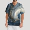 Men's Printing Short Sleeve V-neck Working Blouse Chest Pocket Carer Top