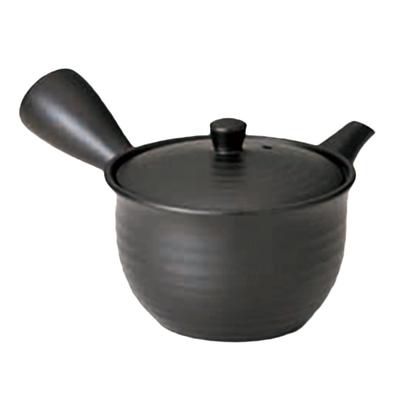 Japanese Tosai Morimasa Black Matakichi Thick Lined Teapot with Shelf Cutouts T96165360