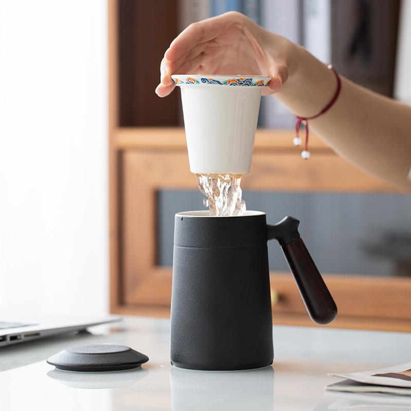 Coarse pottery personal special ceramic tea cup office home high-end business gift tea separation at hand