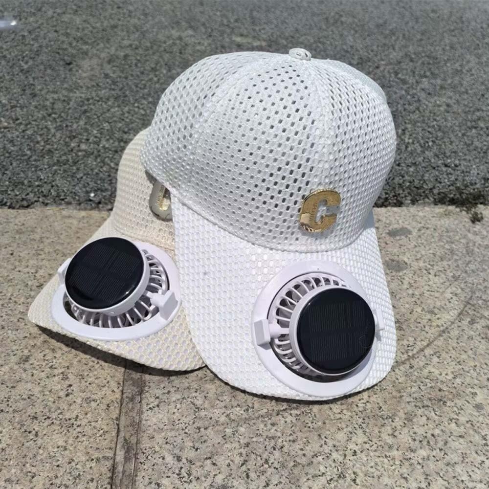 300mA Rechargeable Fan Hat Portable Cooling Mesh Peaked Cap Solar Powered Fan Baseball Cap Travel