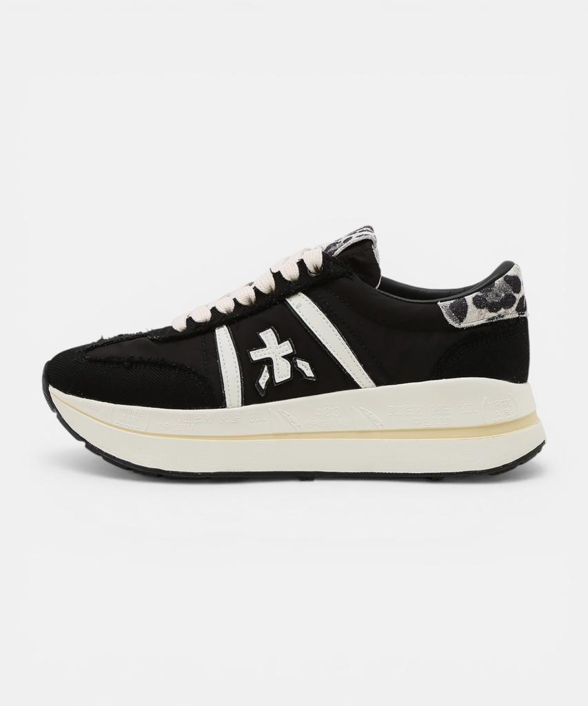 Premiata [26Ss][Bethcoin] Black Logo Patch Leather Women'S Sneakers