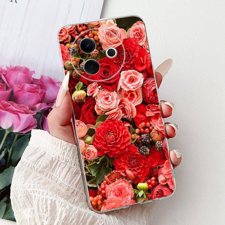 Hülle Für Vivo Y39 Y300i 5G Cover V2436 V2444A Neue Mode Blume Schmetterling Weiches Silikon Klare Hülle Für VivoY39 VivoY300i Funda