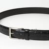 [Ogier] Men's Belt - Genuine Leather - Cowhide - Crocodile Embossed - Free Size (Adjustable) - Made In Japan - KE21283-19-BLACK Black