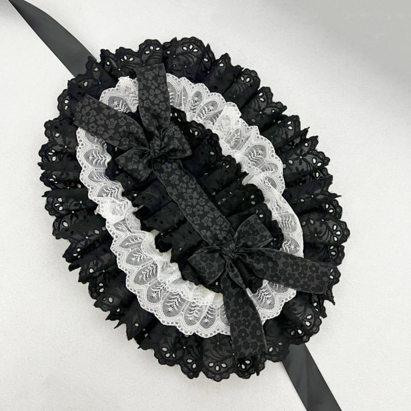Victorian Dancing Party Anime Hat With Lace Bowknot Floral Design Adjustable Headbands For Women Girls Sun Protecting