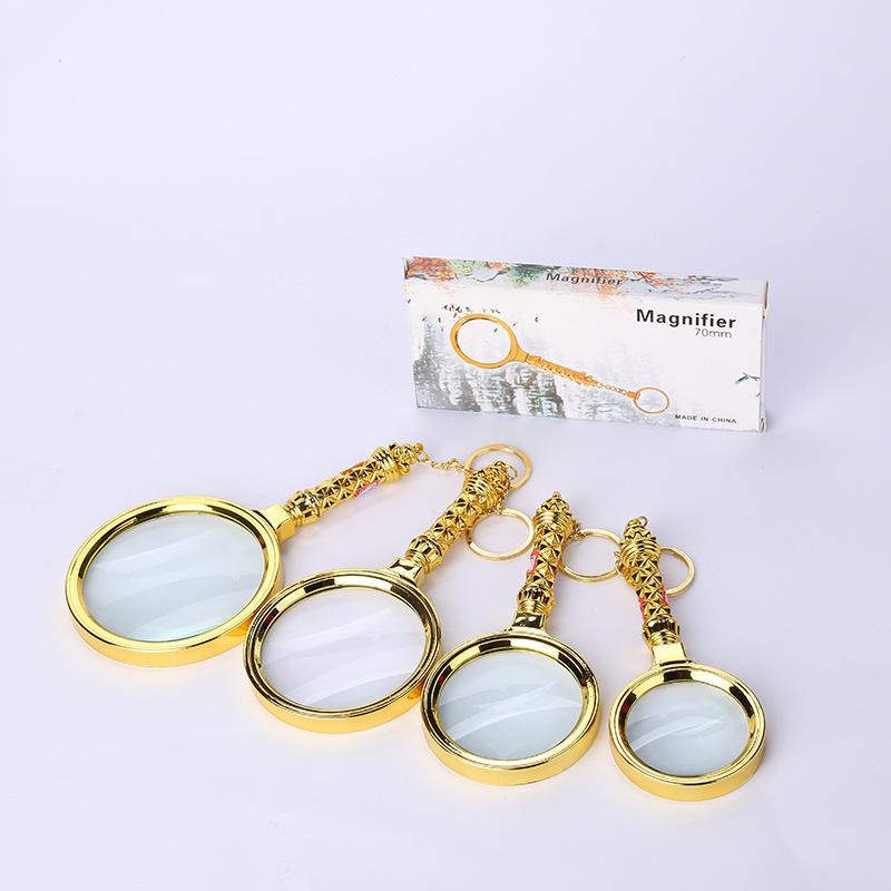 Fullguld Förstoringsglas med Hög Förstoring, Handtag, Läslupp, Kan Fästas och Lösas med Nyckelringsfunktion