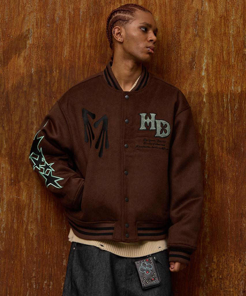 Hoodhood Stay Cool Varsity Jacket Brown