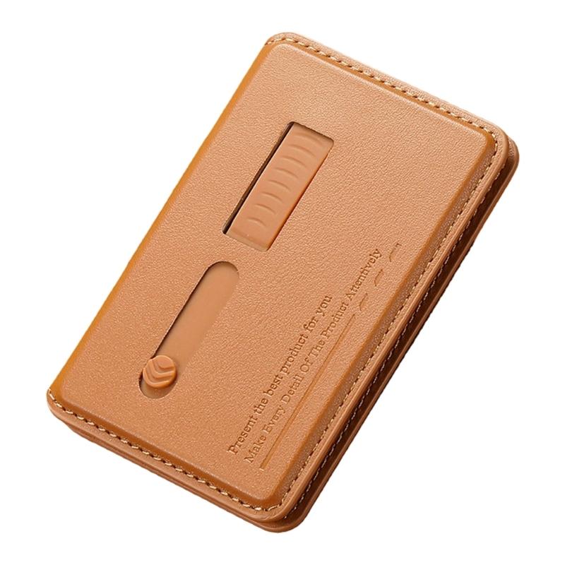 Adjustable Viewing Angle Phone Stand Card Storage Foldable Design Magnetic Backing PU Leather Construction