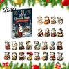 Holiday Countdown Decorations 24 Days Christmas Advent Calendar with 2D Flat Acrylic Possum Pendants, Bag Accessories Festive for Tree Decoration And