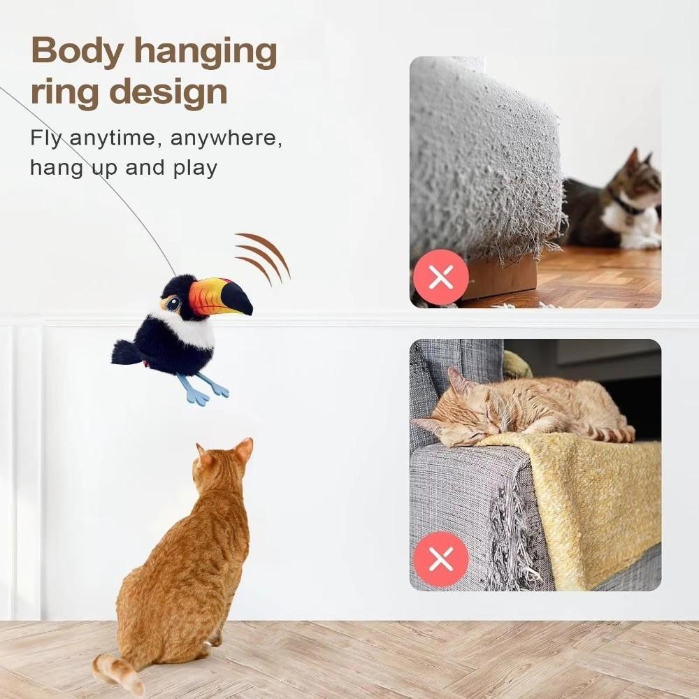 Touch Activated Chirping Bird Toy Electric Interactive Cat Toy Kitten Self-Play