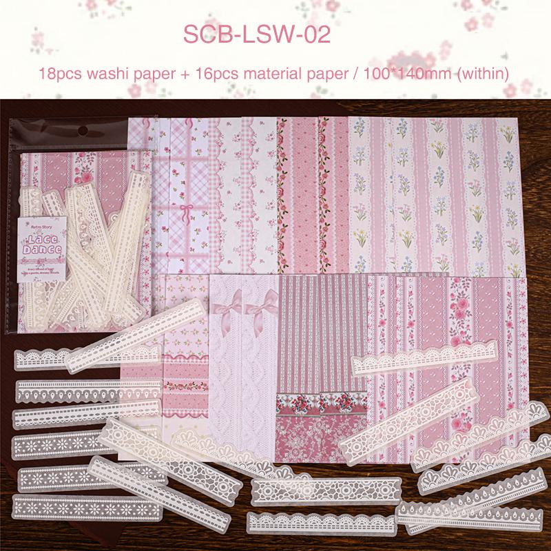 Lace Dance Series Vintage Lace Flower Landscape Material Package Creative DIY Junk Journal Collage Scrapbooking Stationery