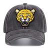 Leopard Head Graphic Baseball Cap Unisex Washed Polyester Vintage Outdoor Sports Adjustable Hat