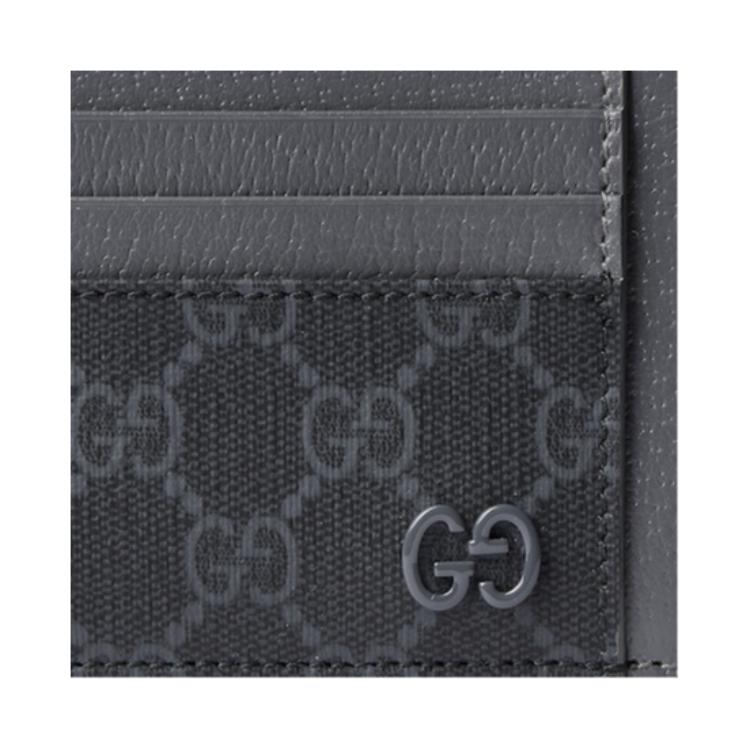 Gucci GG Supreme Canvas Leather Card Holder Black Grey Daily Travel 856561-FACQC-1048