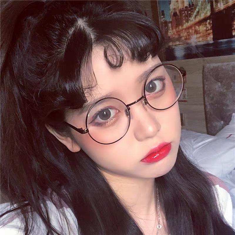 Metal round glasses frame literary new Harajuku tide retro flat glasses can be equipped with myopia glasses frame