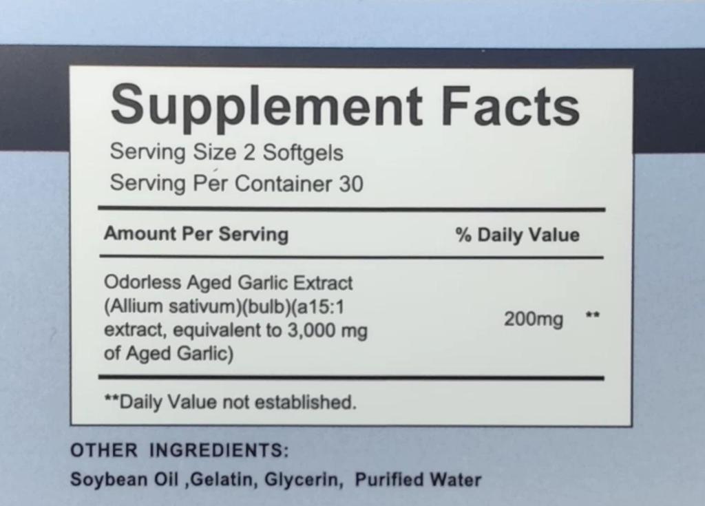 Odorless Aged Garlic Extract Capsules – Daily Immune Health & Natural Vitality Supplement | 60 Count