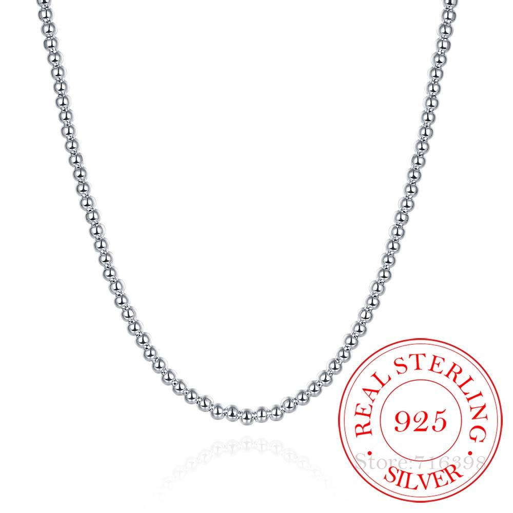 925 Silber 4mm/8mm/10mm Glatte Perlen Kugelkette Halskette Für Frauen Trendiger Schmuck für Hochzeit Verlobung/gadaz