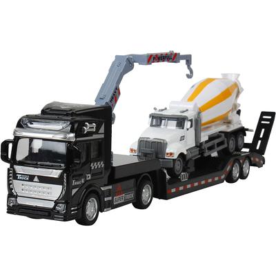 1/50 Schaal Die Cast Metalen Speelgoed Auto's Semi-vrachtwagen Wordt Geleverd Met Mini Cement Mixer Trailer, Legering Speelgoed Voertuig Speelsets voor Kinderen Kerstmis Verjaardagscadeau
