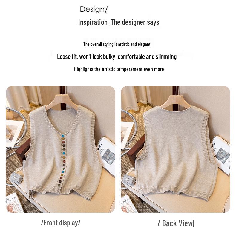 Retro Korean-Style Colorful Button Knit Vest for Women - Versatile and Stylish Spring Fashion