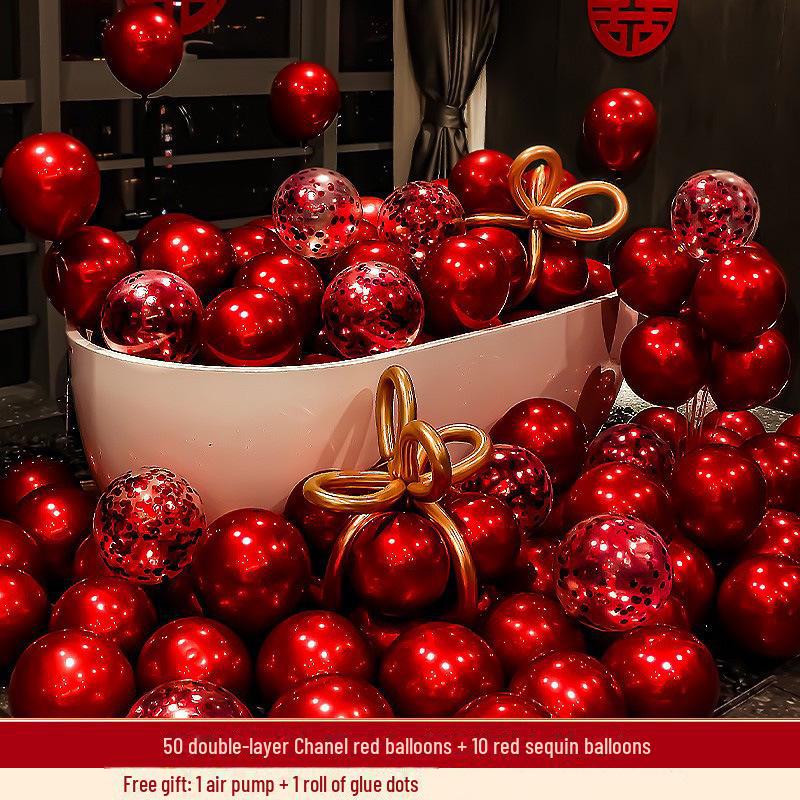 Romantic Red Wedding Bedroom Decoration