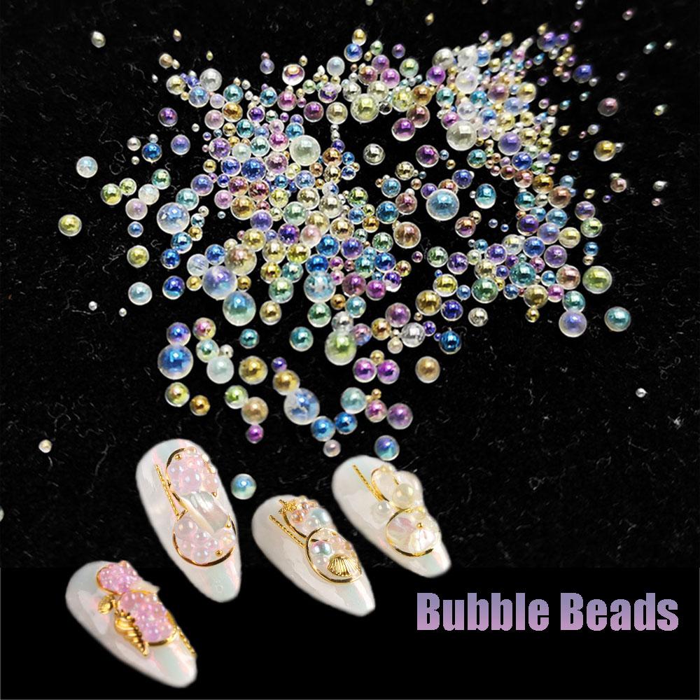 1 pot de 10 ml de perles de caviar 3D, strass, mini perles de verre, décoration d'ongles pour bricolage, soins des ongles, boule de cristal mixte sans trou